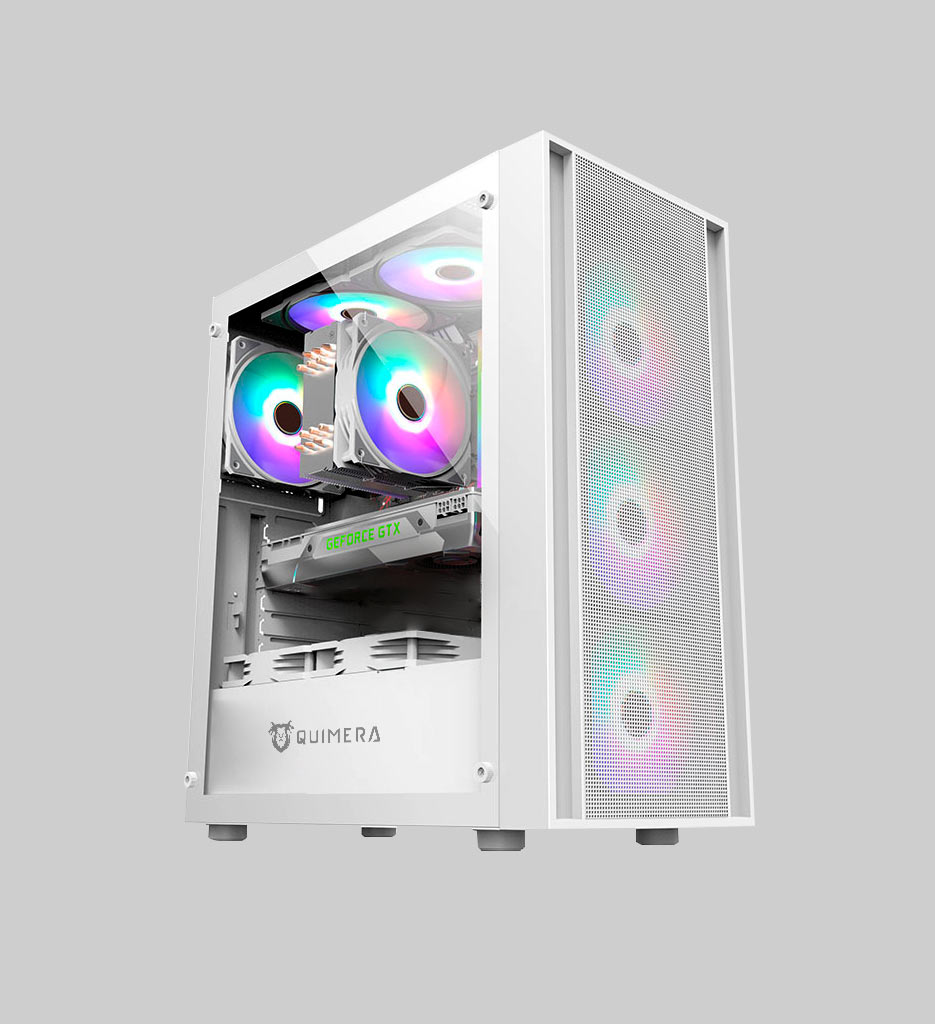 Case Gamer Quimera  M-ATX  Ventiladores Con Vidrio Templado Color Blanco