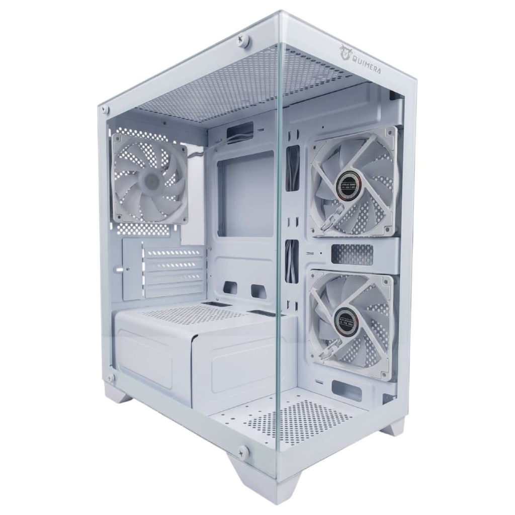 Case Gamer Quimera  QM-T2QF-3WHT Con Vidrio Templado Color Blanco